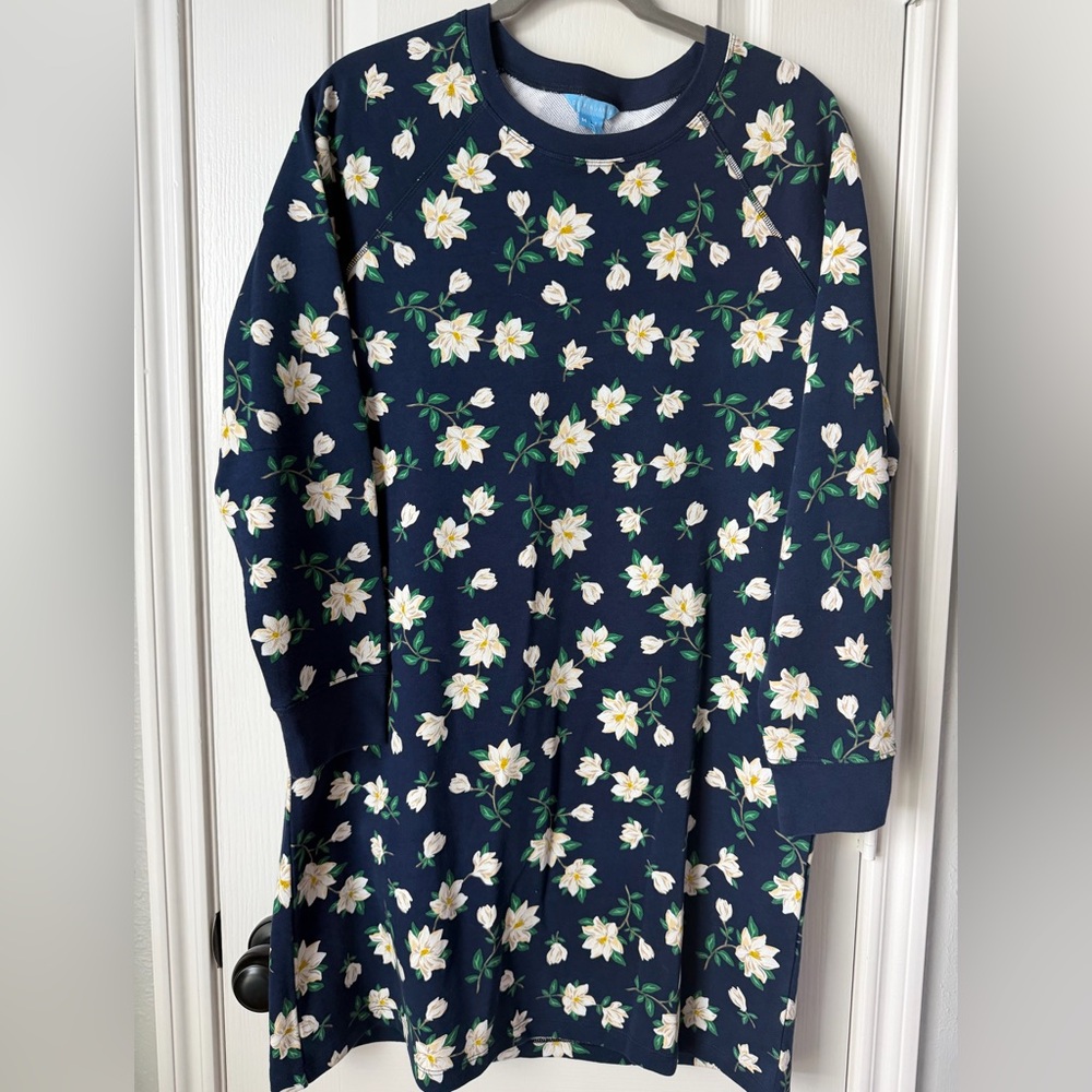 Draper James Navy and White Floral Dress, Size Medium